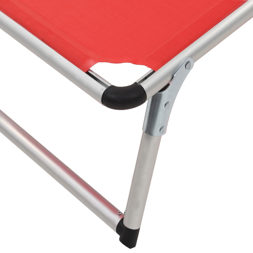 Ligbed inklapbaar met dak aluminium en textileen rood MeubelReus