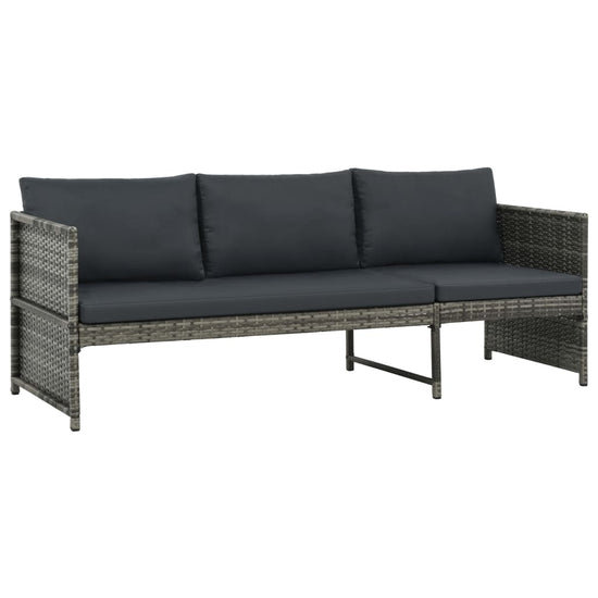 3-delige Loungeset met kussens poly rattan grijs MeubelReus
