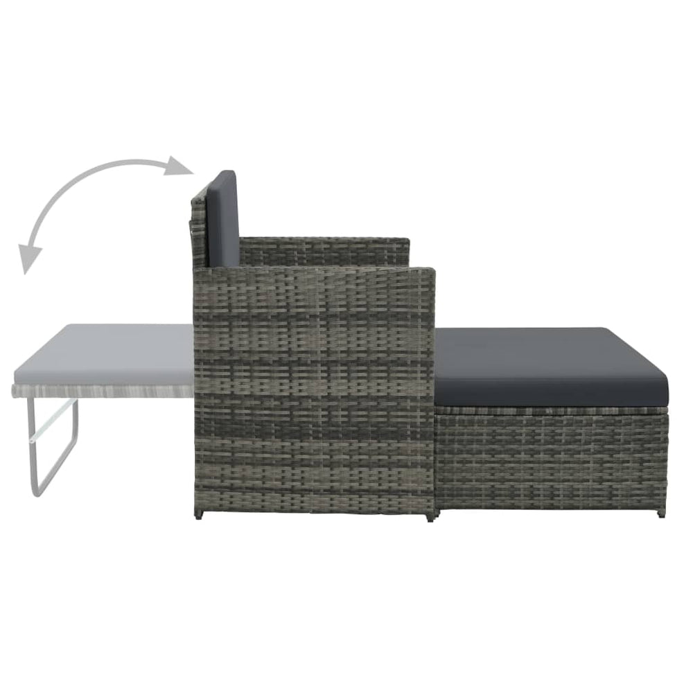2-delige Loungeset met kussens poly rattan grijs MeubelReus