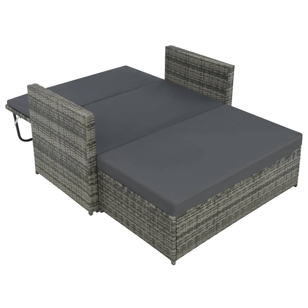 2-delige Loungeset met kussens poly rattan grijs MeubelReus