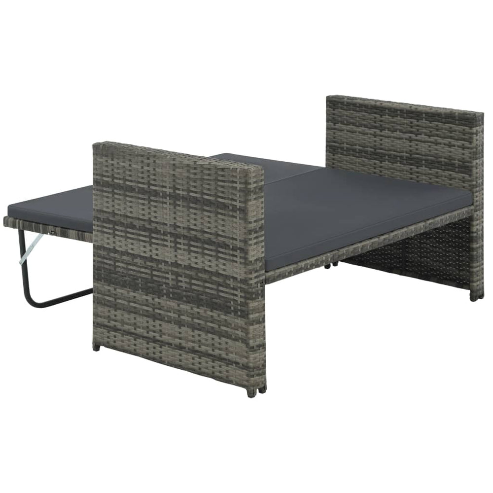 2-delige Loungeset met kussens poly rattan grijs MeubelReus
