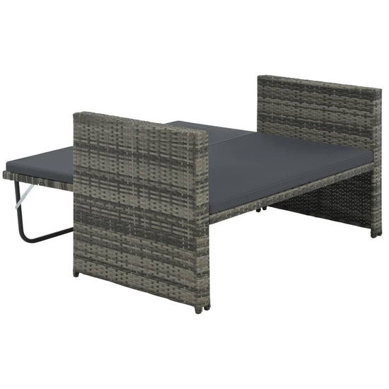2-delige Loungeset met kussens poly rattan grijs MeubelReus