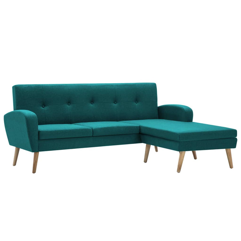 Bank L-vormig 186x136x79 cm stoffen bekleding groen