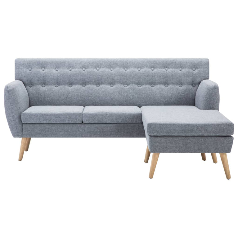 Bank L-vormig 171,5x138x81,5 cm stoffen bekleding lichtgrijs