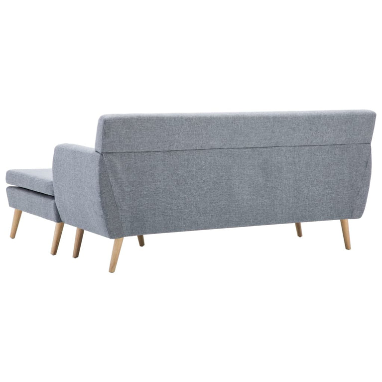 Bank L-vormig 171,5x138x81,5 cm stoffen bekleding lichtgrijs