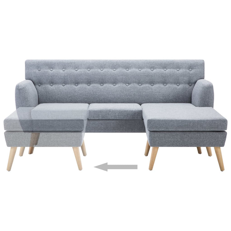 Bank L-vormig 171,5x138x81,5 cm stoffen bekleding lichtgrijs