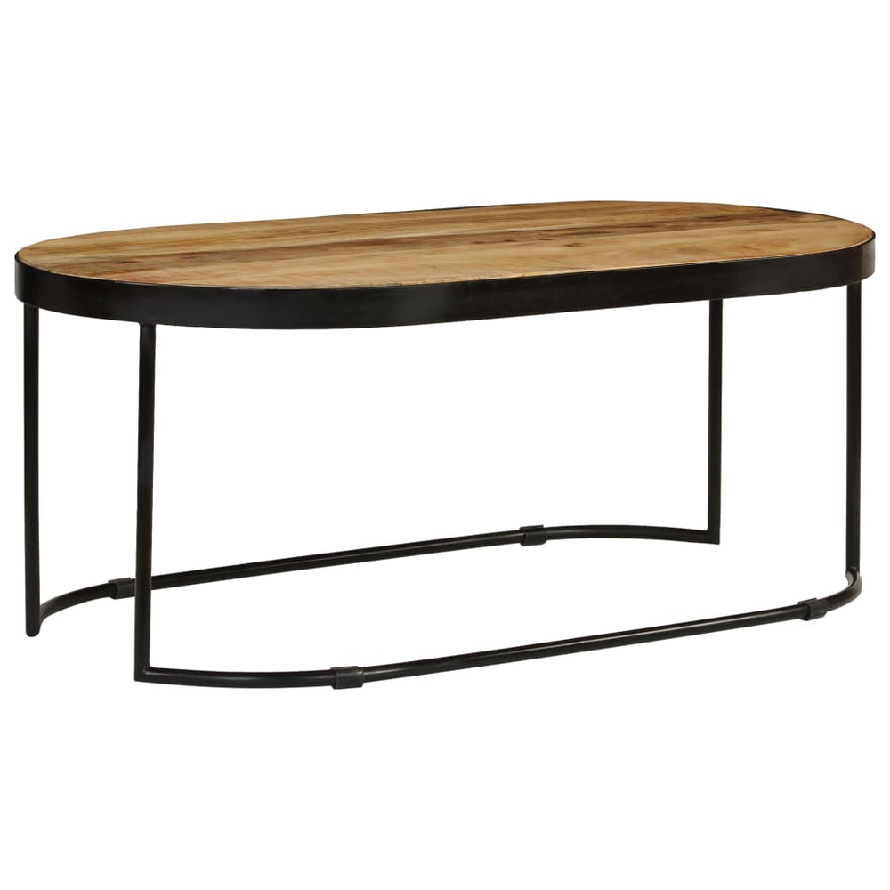 Salontafel ovaal 100 cm massief ruw mangohout en staal MeubelReus