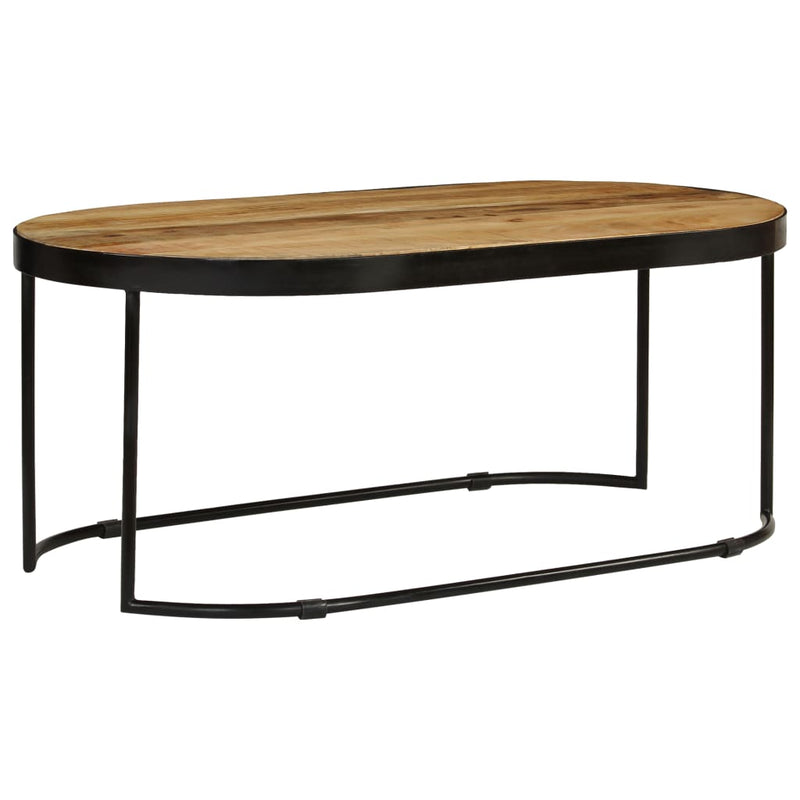 Salontafel ovaal 100 cm massief ruw mangohout en staal MeubelReus