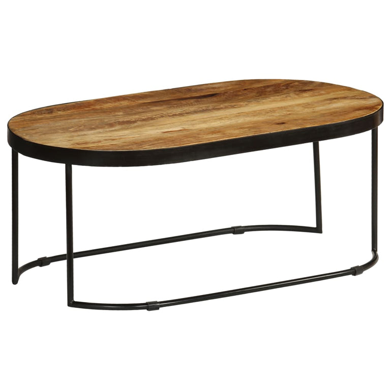 Salontafel ovaal 100 cm massief ruw mangohout en staal MeubelReus