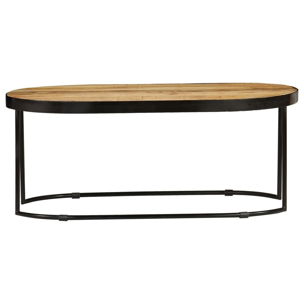 Salontafel ovaal 100 cm massief ruw mangohout en staal MeubelReus