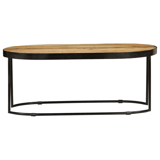 Salontafel ovaal 100 cm massief ruw mangohout en staal MeubelReus