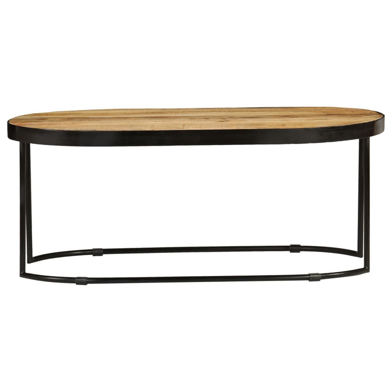 Salontafel ovaal 100 cm massief ruw mangohout en staal MeubelReus