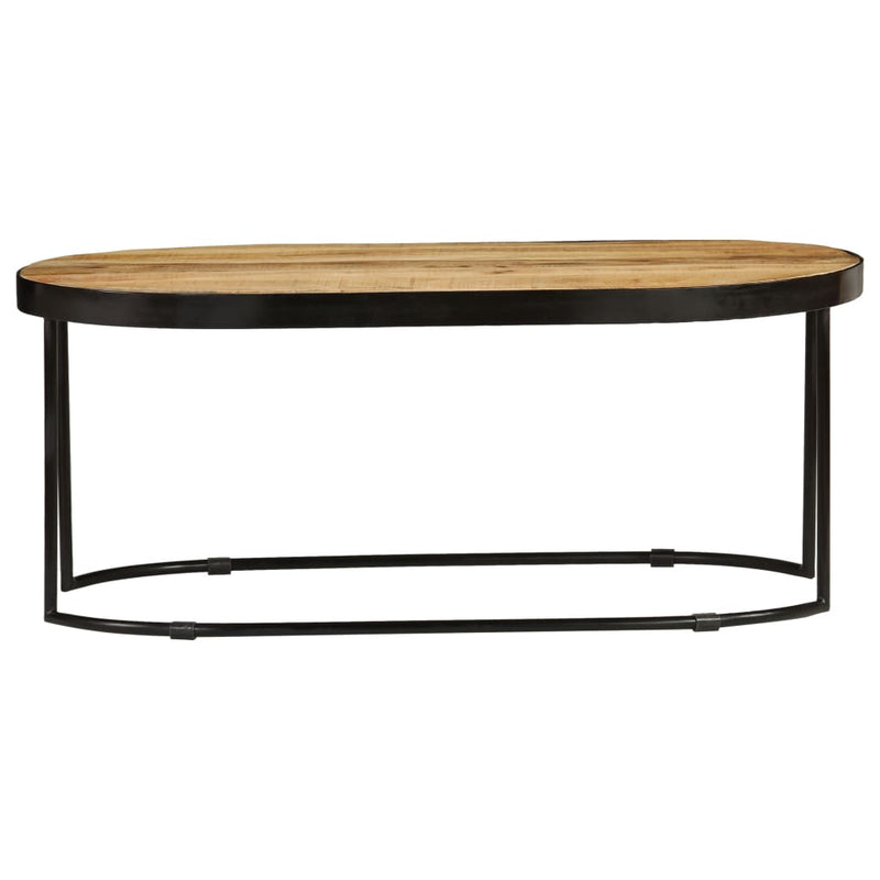 Salontafel ovaal 100 cm massief ruw mangohout en staal MeubelReus