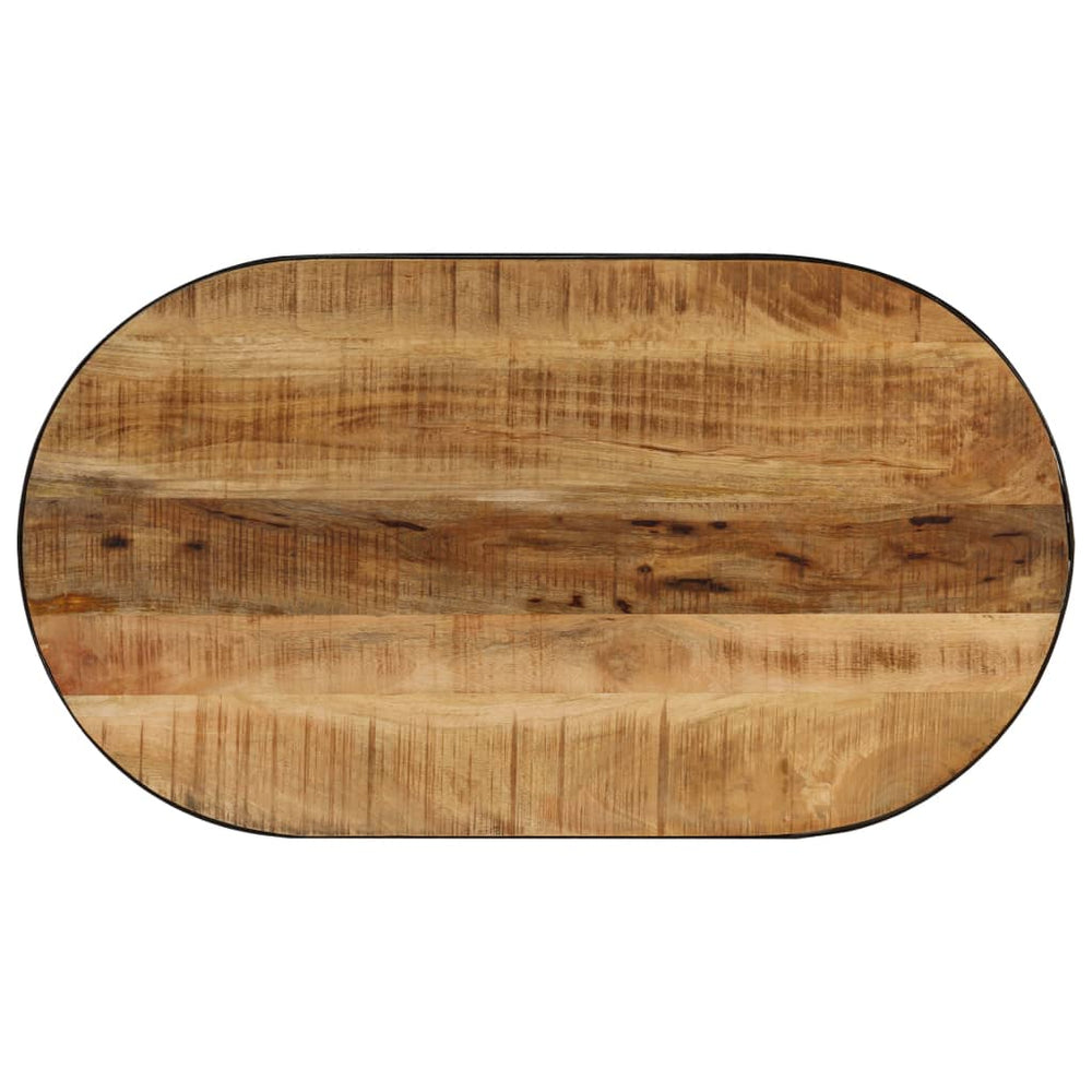 Salontafel ovaal 100 cm massief ruw mangohout en staal MeubelReus