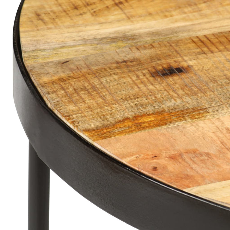 Salontafel ovaal 100 cm massief ruw mangohout en staal MeubelReus