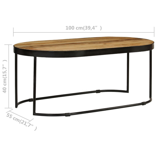 Salontafel ovaal 100 cm massief ruw mangohout en staal MeubelReus