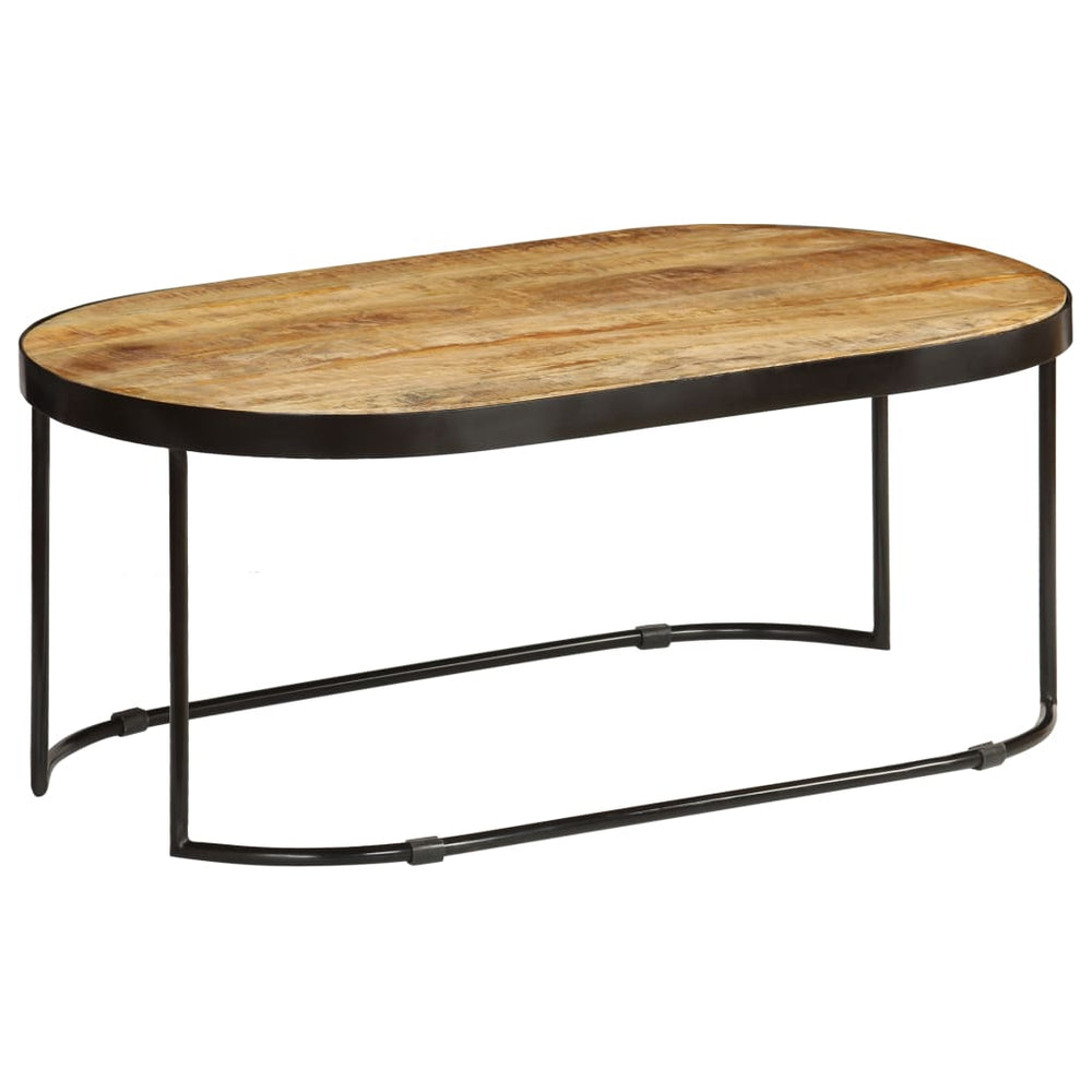 Salontafel ovaal 100 cm massief ruw mangohout en staal MeubelReus