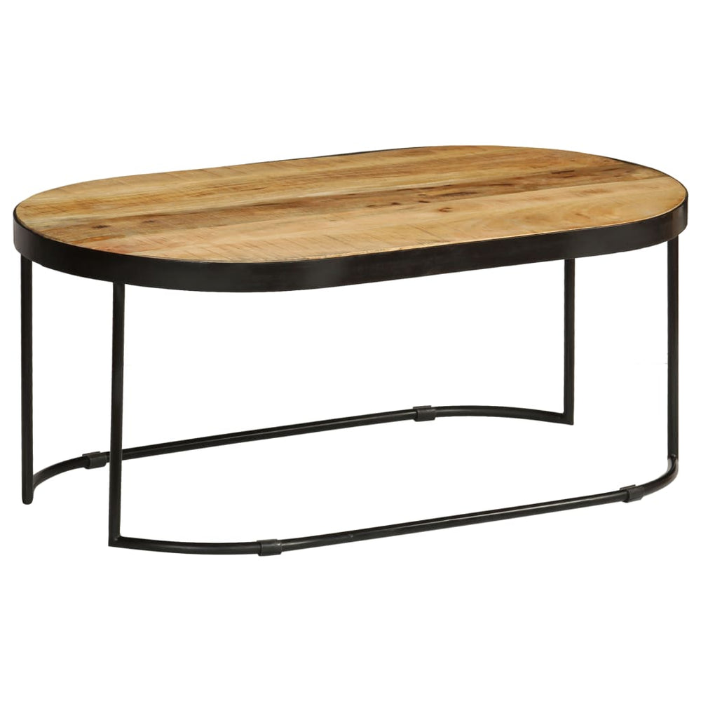 Salontafel ovaal 100 cm massief ruw mangohout en staal MeubelReus