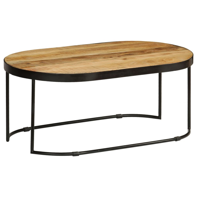 Salontafel ovaal 100 cm massief ruw mangohout en staal MeubelReus