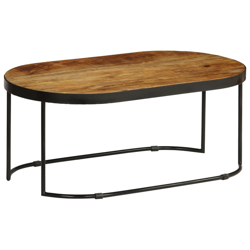 Salontafel ovaal 100 cm massief ruw mangohout en staal MeubelReus