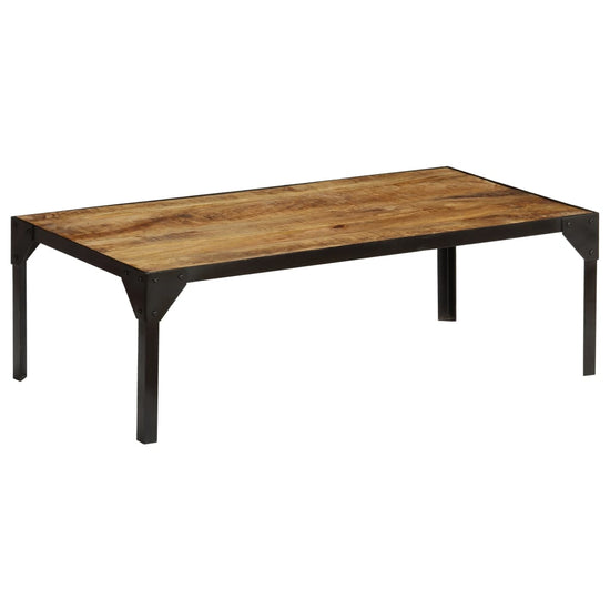 Salontafel 110 cm massief ruw mangohout en staal MeubelReus