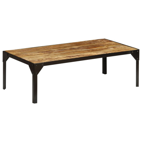 Salontafel 110 cm massief ruw mangohout en staal MeubelReus
