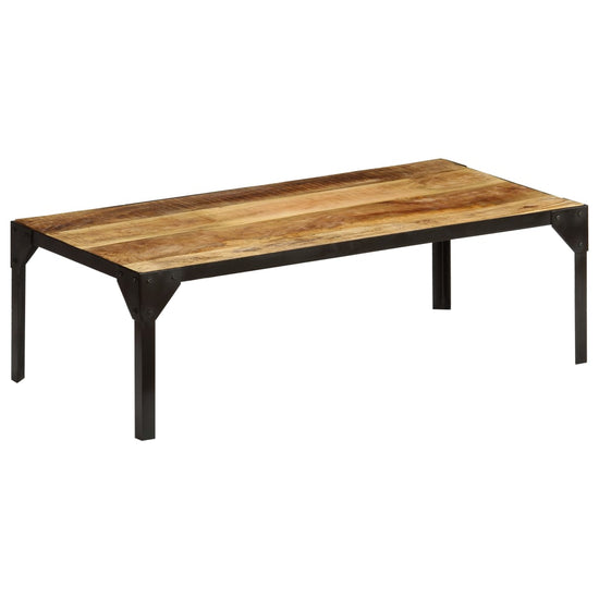 Salontafel 110 cm massief ruw mangohout en staal MeubelReus