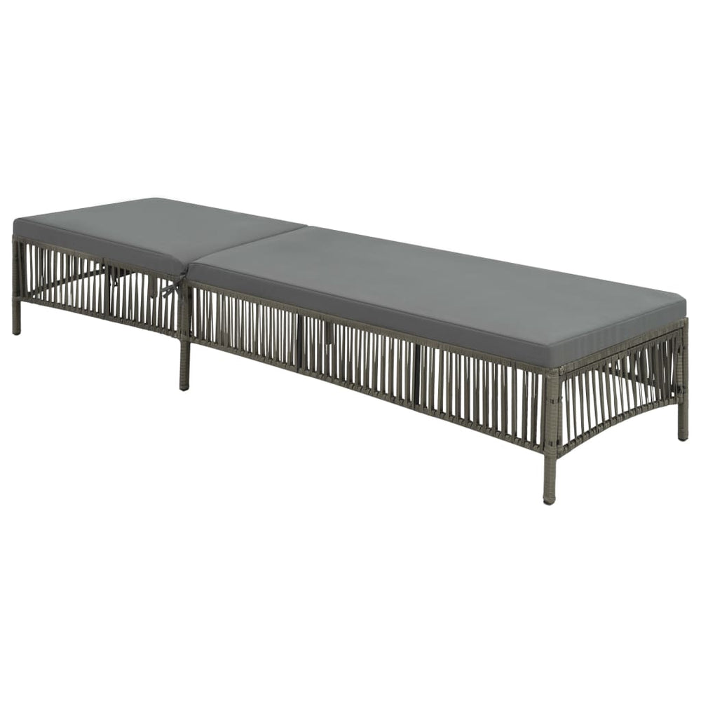 Ligbed met kussen poly rattan grijs MeubelReus