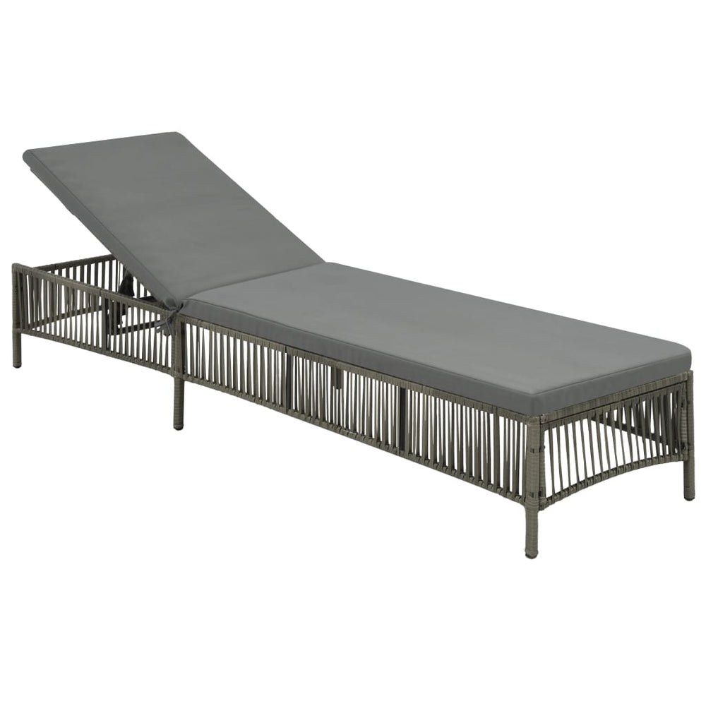 Ligbed met kussen poly rattan grijs MeubelReus