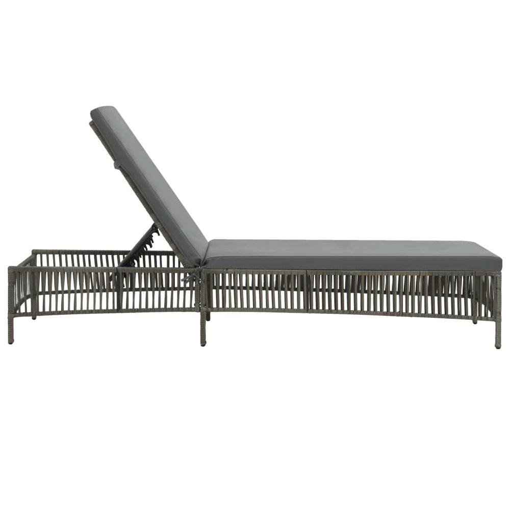 Ligbed met kussen poly rattan grijs MeubelReus