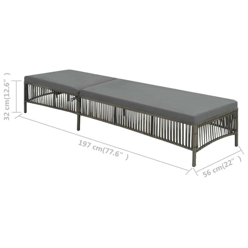 Ligbed met kussen poly rattan grijs MeubelReus