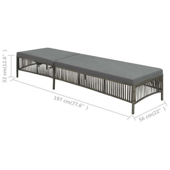 Ligbed met kussen poly rattan grijs MeubelReus