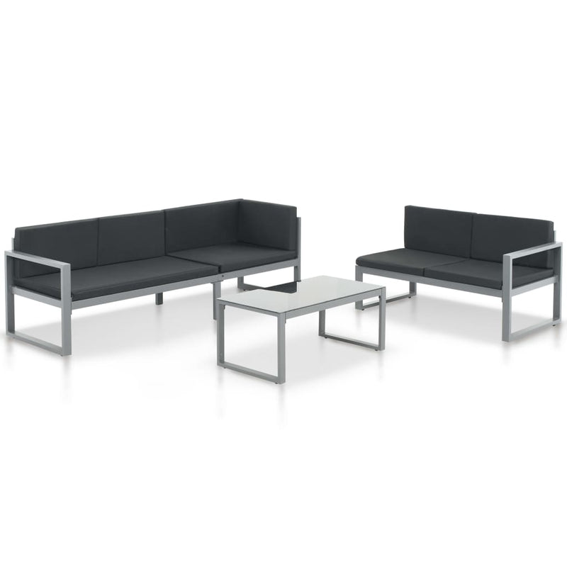 3-delige Loungeset met kussens aluminium zwart MeubelReus