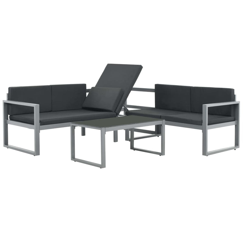 3-delige Loungeset met kussens aluminium zwart MeubelReus