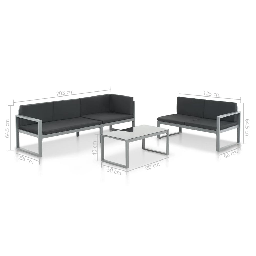 3-delige Loungeset met kussens aluminium zwart MeubelReus