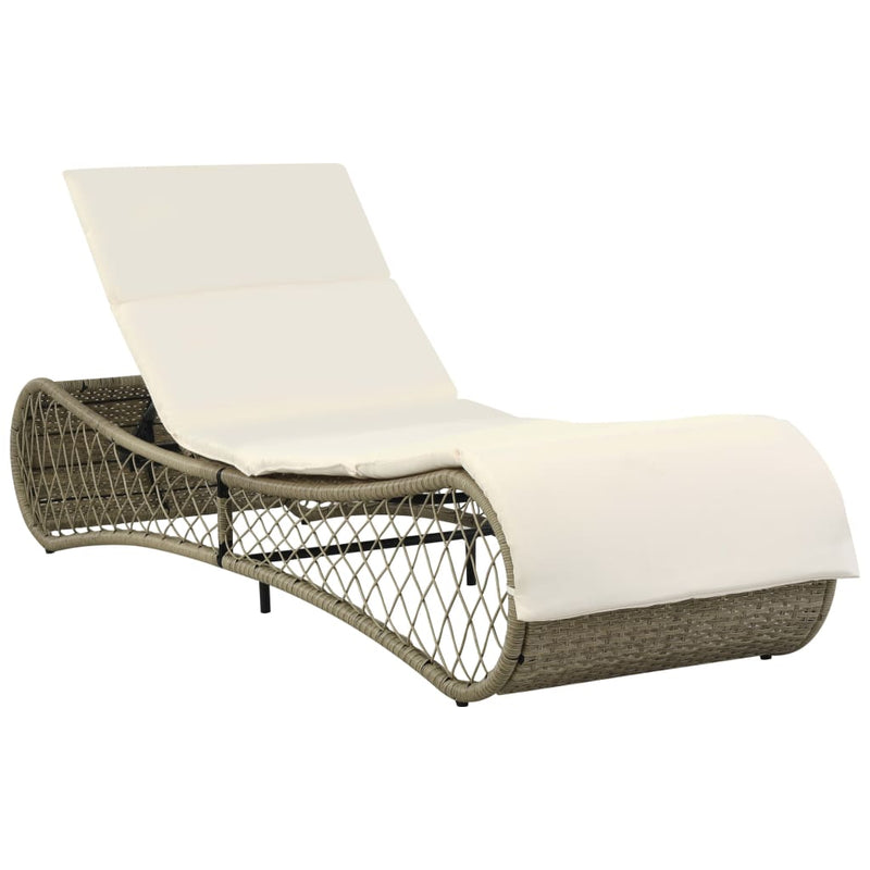 Ligbed met kussen poly rattan grijs MeubelReus