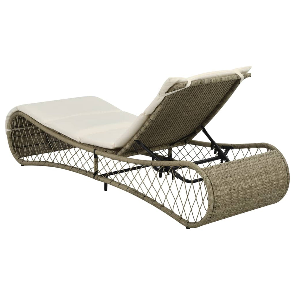 Ligbed met kussen poly rattan grijs MeubelReus