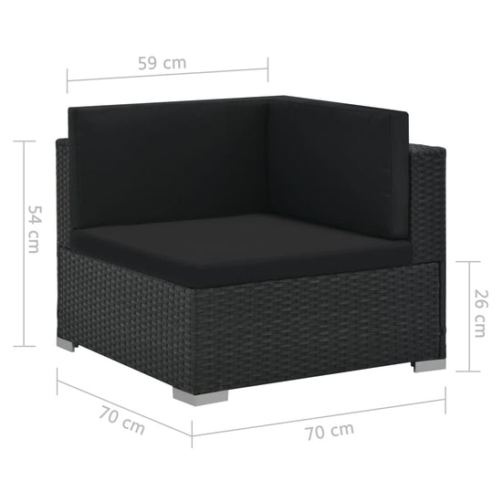 6-delige Loungeset met kussens poly rattan zwart MeubelReus