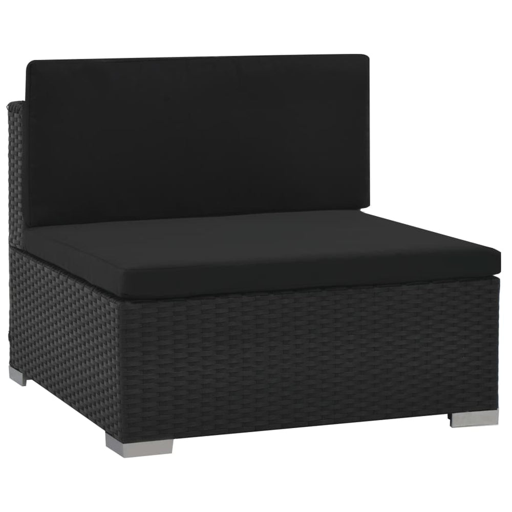 6-delige Loungeset met kussens poly rattan zwart MeubelReus