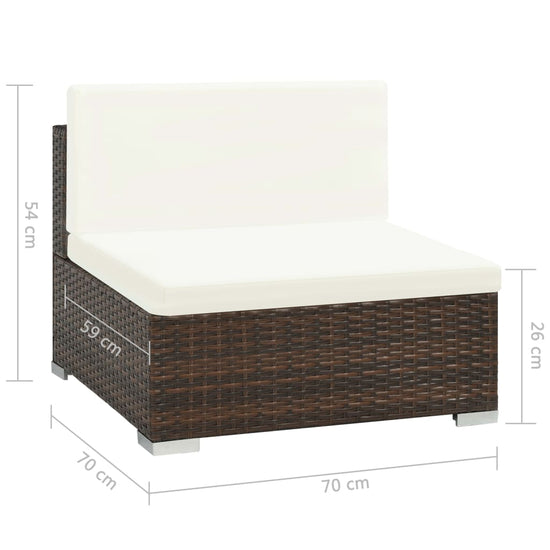 7-delige Loungeset met kussens poly rattan bruin MeubelReus