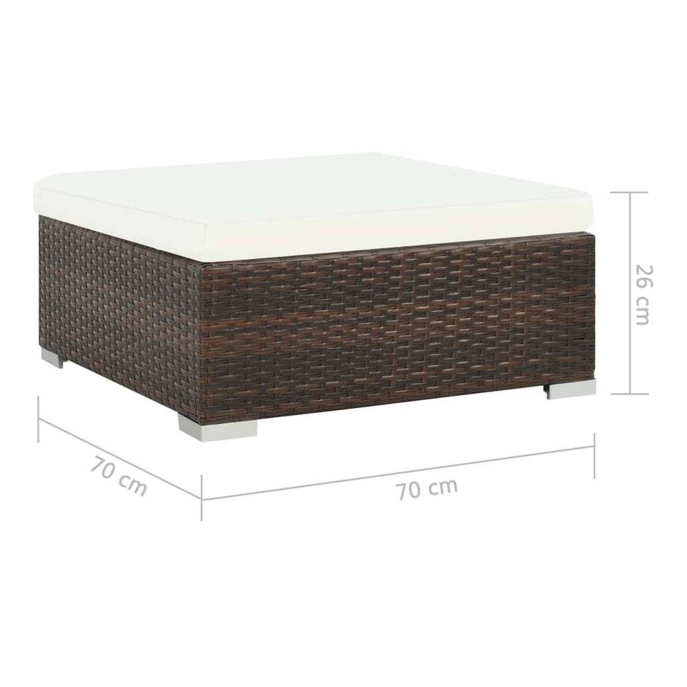 7-delige Loungeset met kussens poly rattan bruin MeubelReus