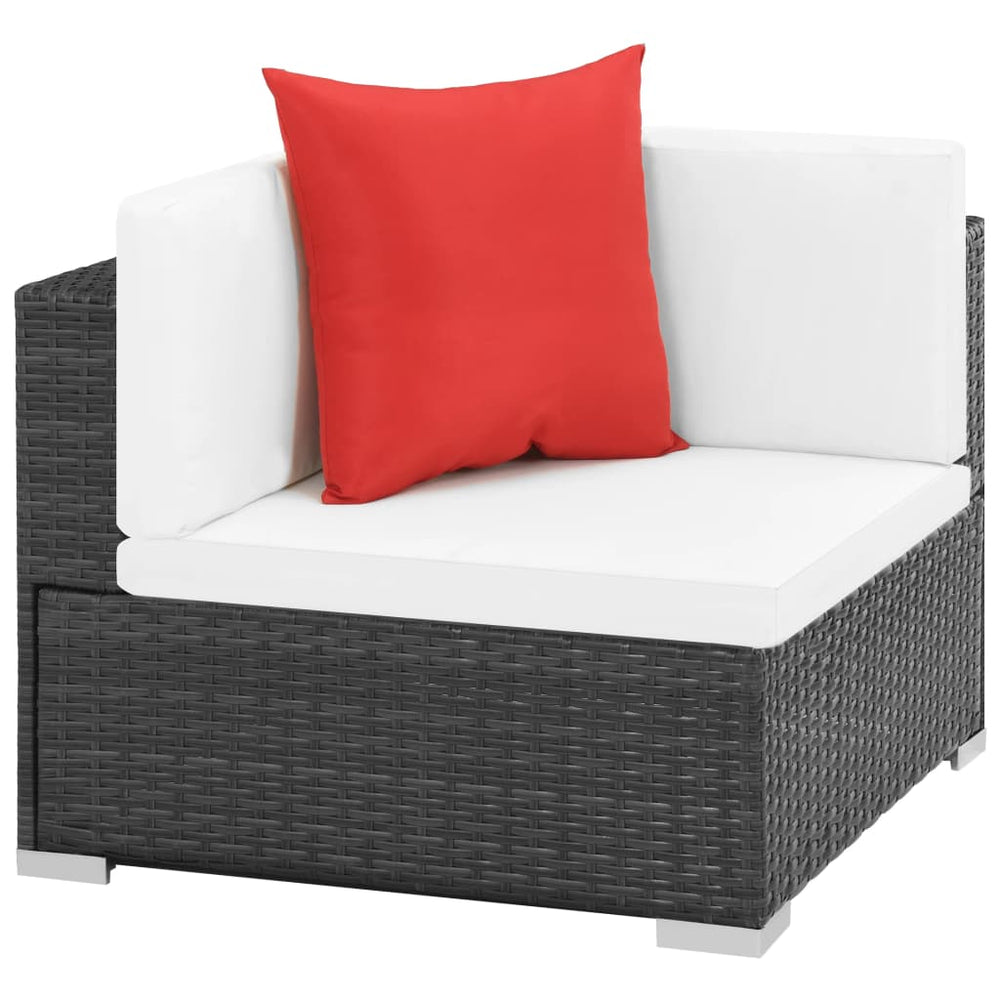 7-delige Loungeset met kussens poly rattan zwart MeubelReus