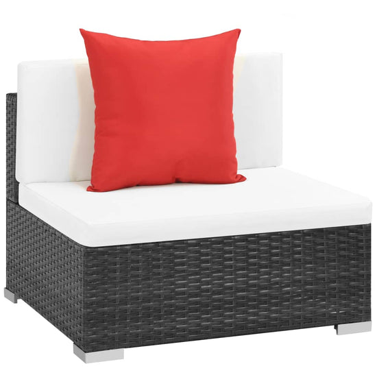 7-delige Loungeset met kussens poly rattan zwart MeubelReus