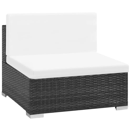 7-delige Loungeset met kussens poly rattan zwart MeubelReus