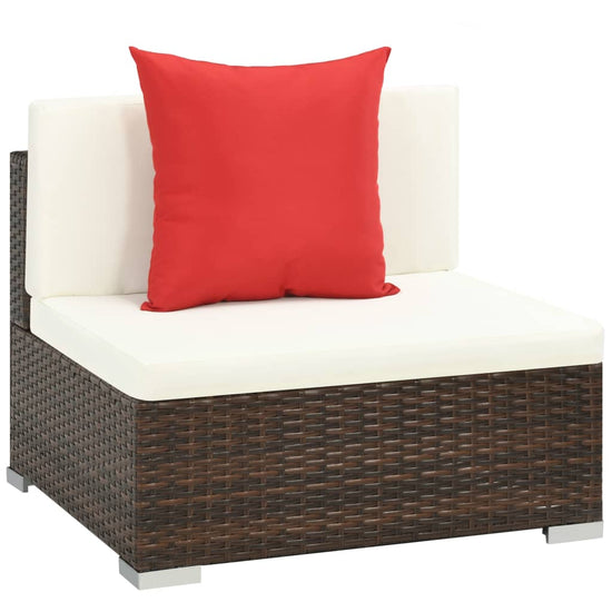 7-delige Loungeset met kussens poly rattan bruin MeubelReus