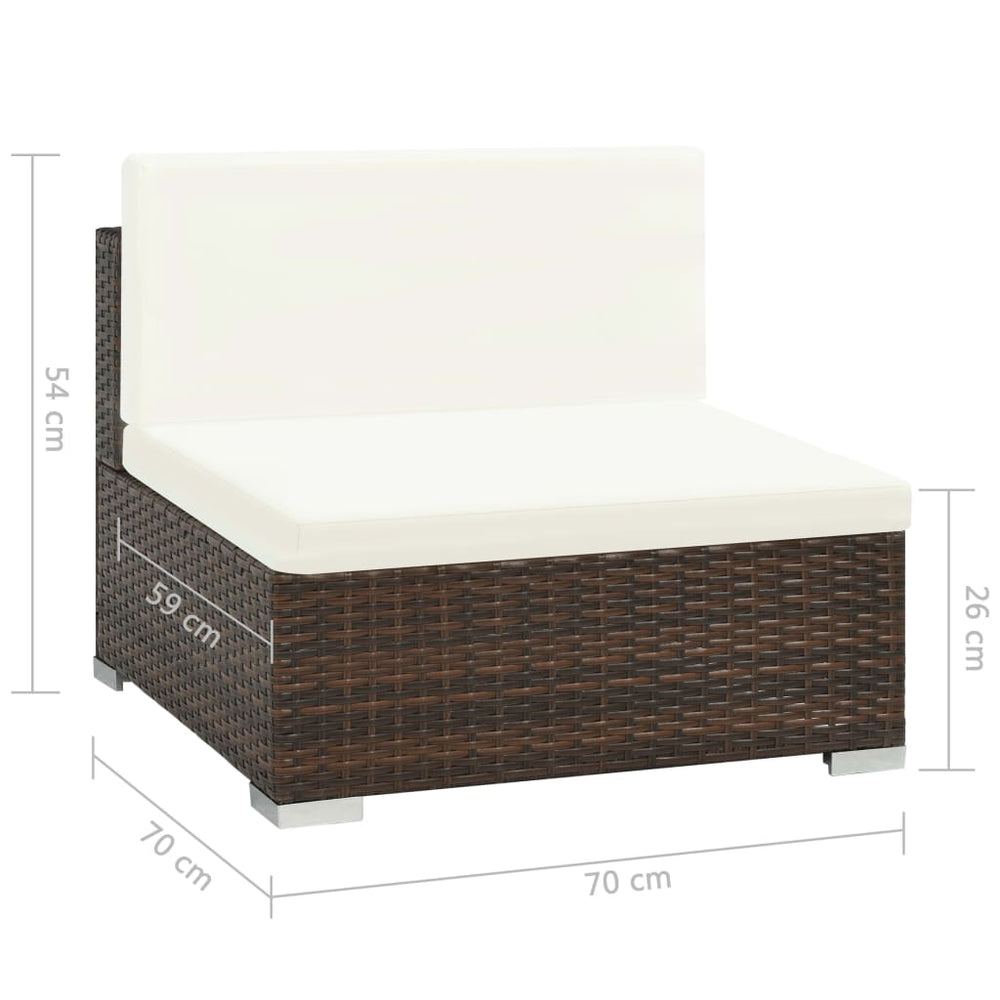 7-delige Loungeset met kussens poly rattan bruin MeubelReus
