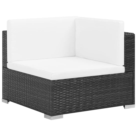 6-delige Loungeset met kussens poly rattan zwart MeubelReus