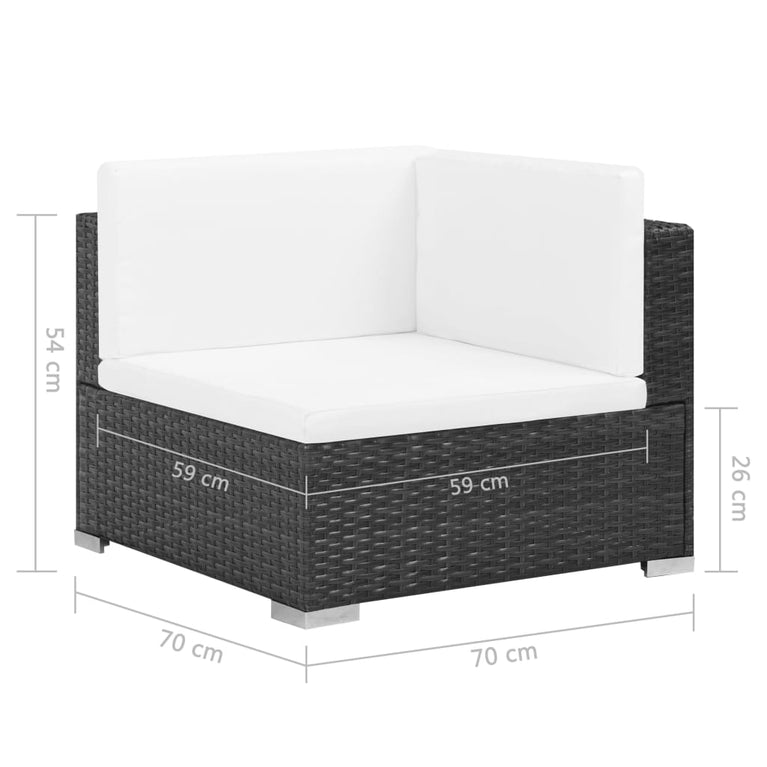 6-delige Loungeset met kussens poly rattan zwart MeubelReus