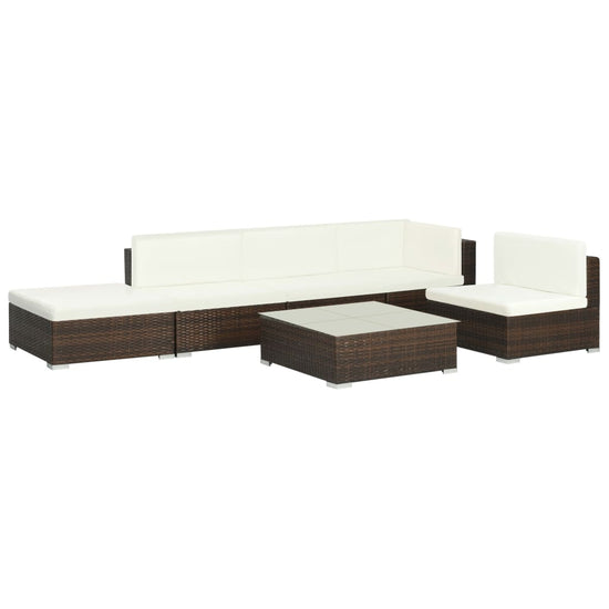 6-delige Loungeset met kussens poly rattan bruin MeubelReus