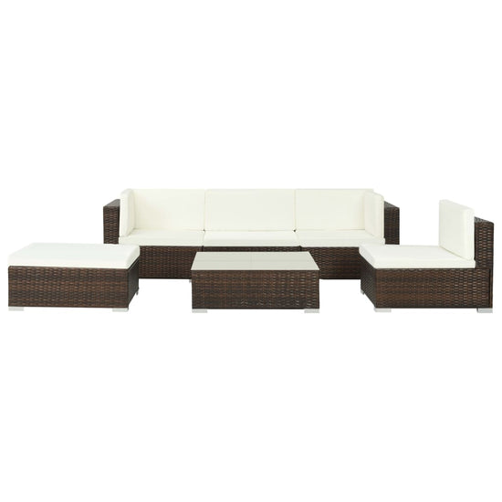 6-delige Loungeset met kussens poly rattan bruin MeubelReus